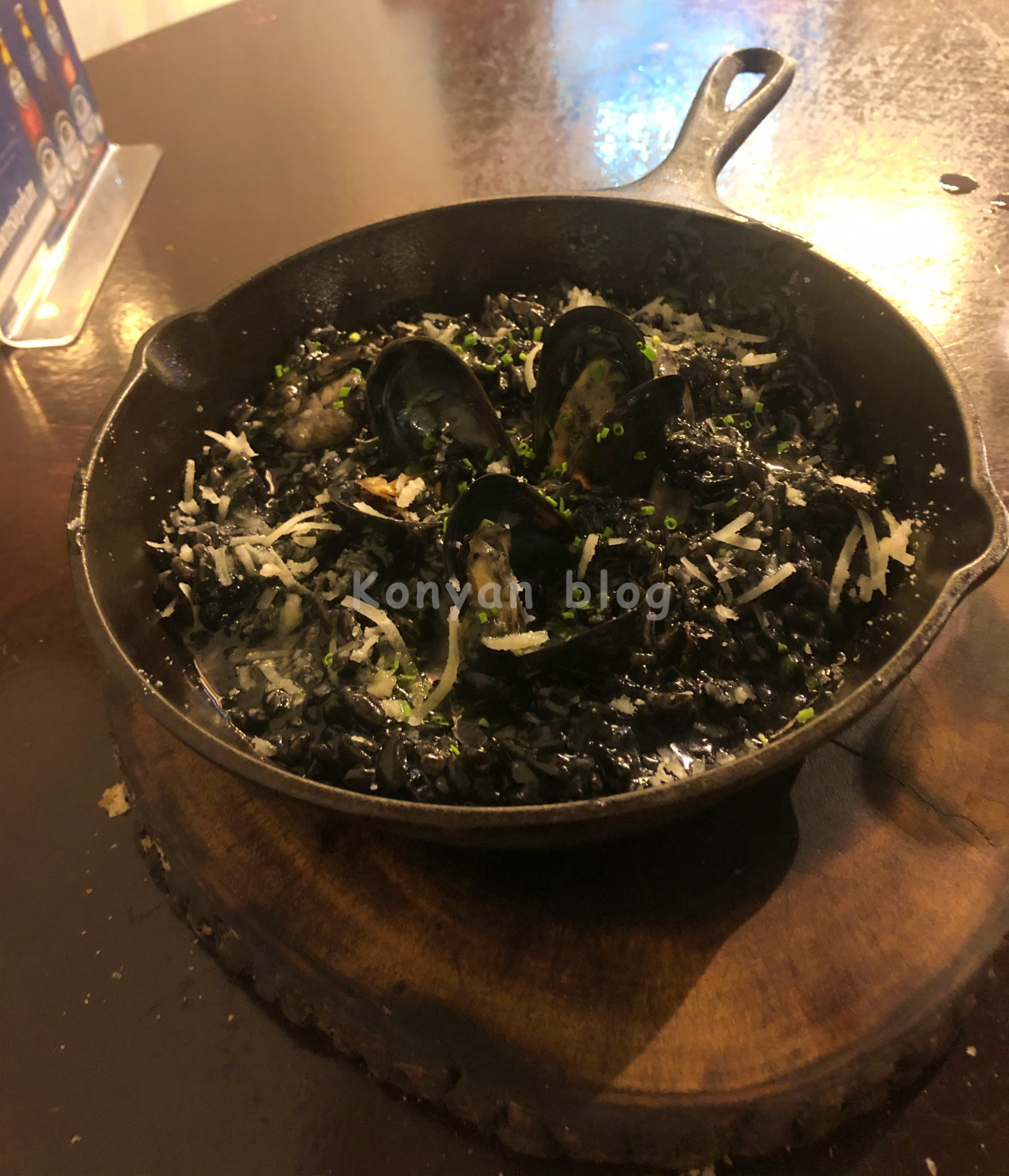 squid ink and seafood risotto