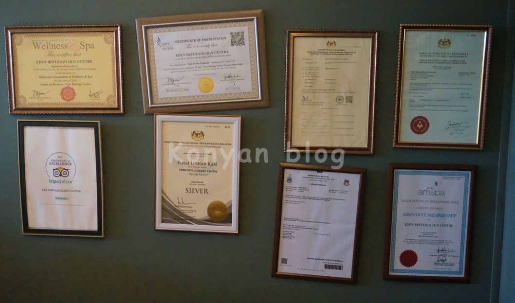 sabah kota kinabalu eden reflexology centre 賞状